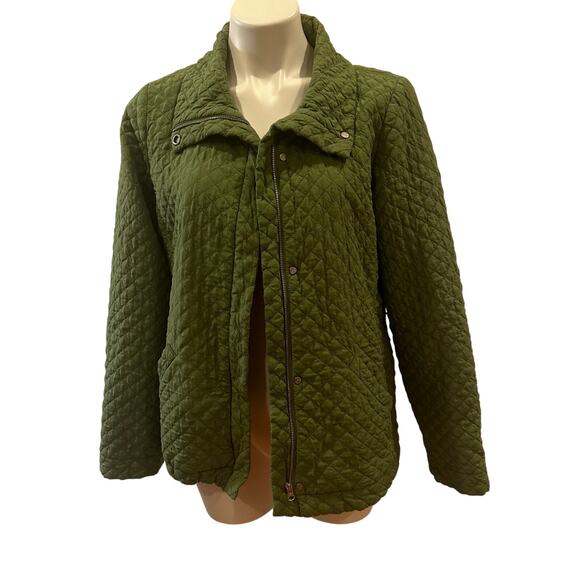Green Eileen Fisher Quilted Silk Jacket sz S Lightweight Jacket - Picture 1 of 11